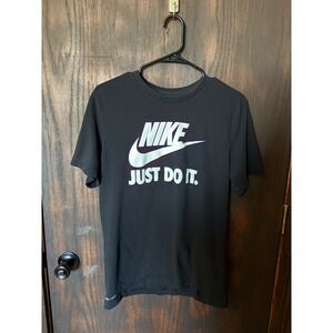 Nike Dri-FIT Just Do It Graphic T-Shirt Mens Medium Black Swoosh Tee